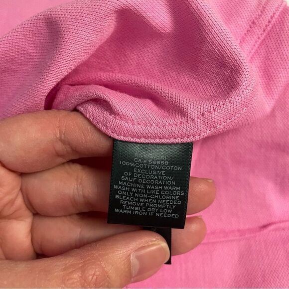 Lauren Ralph Lauren pink textured button front collared long sleeve shirt Medium - Picture 7 of 10